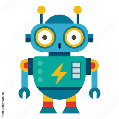 A robot with a lightning bolt