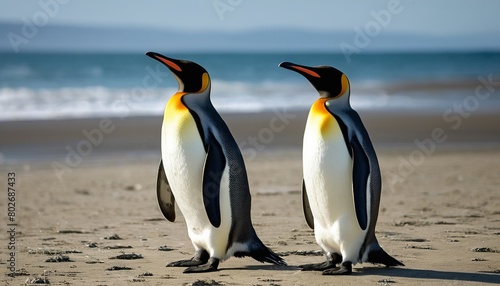 King Penguins Waddling on Salisbury Plain: A Majestic Sight in South Georgia photo