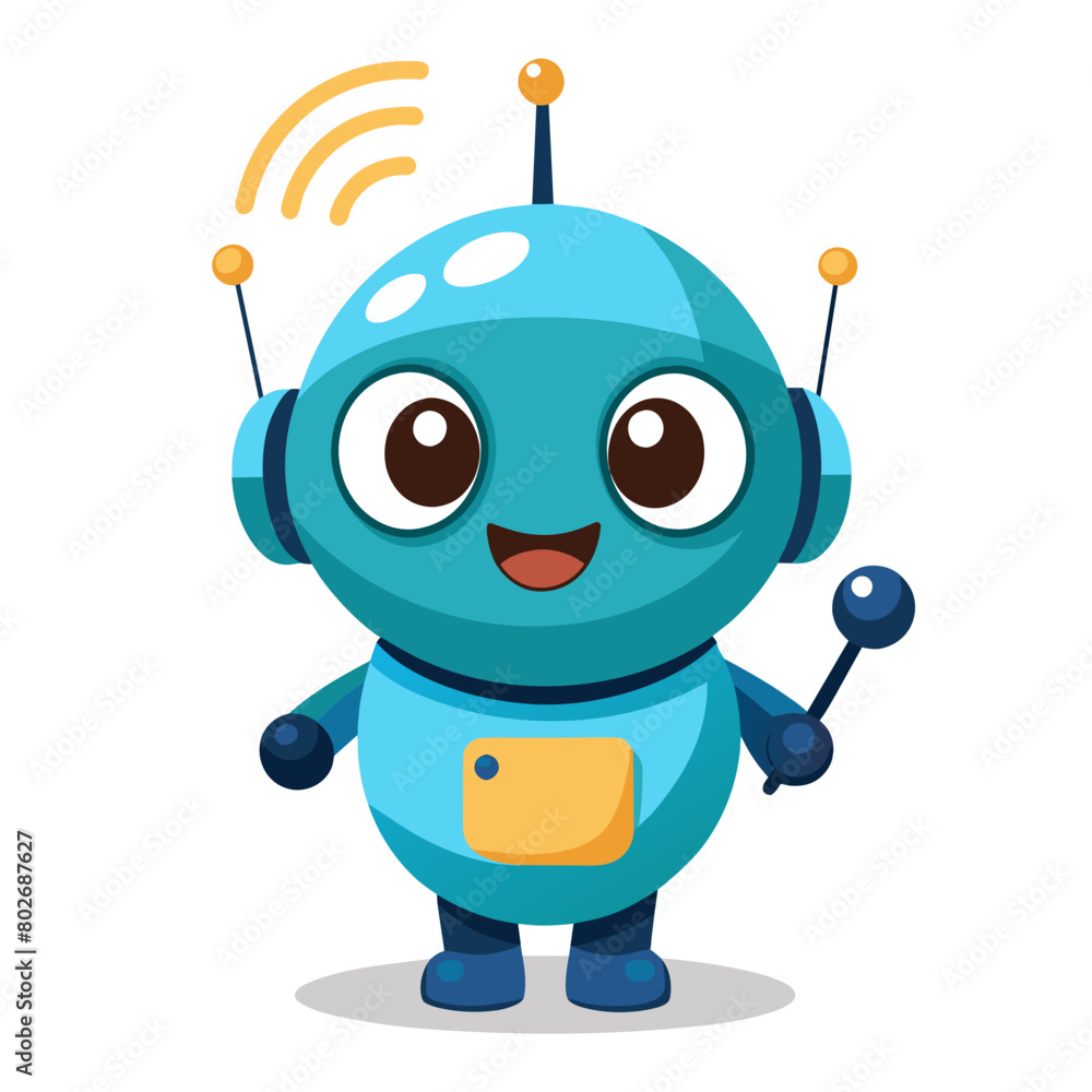 Fototapeta premium A small round robot with a sparking antenna