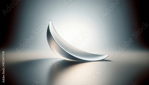 A simple, reflective surface, slightly curved, with light playing on its surface. photo