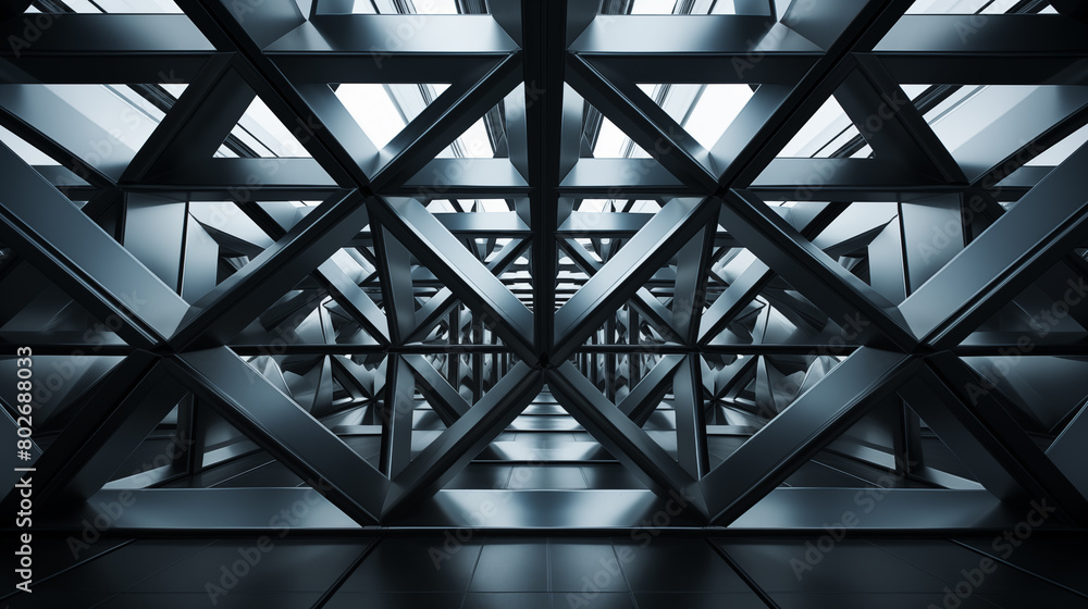 3d illustration explore the geometric patterns and symmetry inherent in steel structure in architecture. 3d illustration explore the geometric patterns and symmetry inherent in steel structure in architecture.