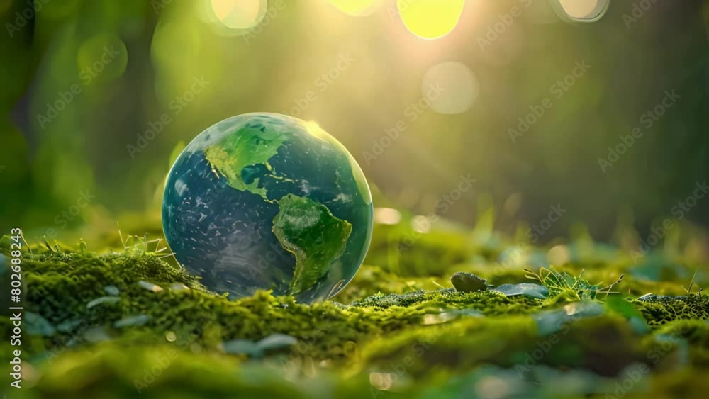 Sauvage planet earth in a green forest, moss and bokeh background for World Environment Day concept Sauvage planet earth in a green forest, moss and bokeh background for World Environment Day concept