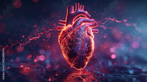 3D rendering image showcasing different cardiac rhythms and arrhythmias, including sinus rhythm, atrial fibrillation, and ventricular tachycardia photo