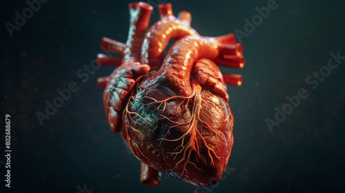 3D rendering image depicting the function and anatomy of the heart valves, including the mitral valve, tricuspid valve, aortic valve, and pulmonary valve photo