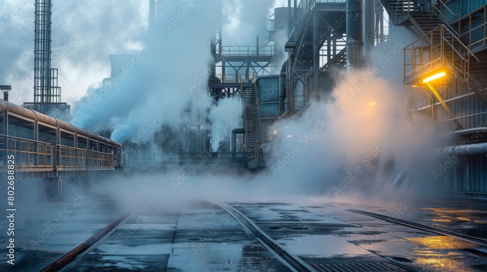 Fototapeta premium the heat recovery system, where heat generated from waste incineration is captured and used to produce steam