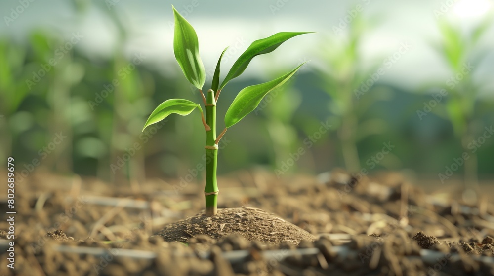 Planting bamboo sprout leaves nature care environment vegetation Planting bamboo sprout leaves nature care environment vegetation
