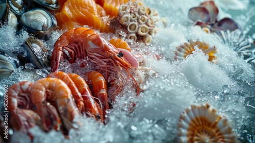 presenting an indulgent array of premium frozen seafood delicacies prepared for export photo