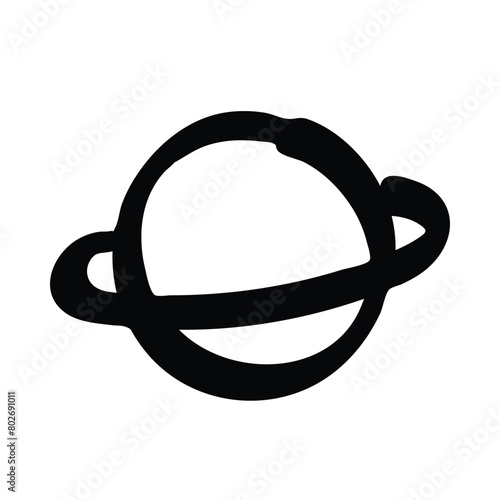 Hand drawn saturn cartoon doodle on white background