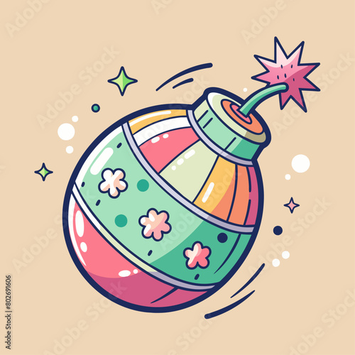 Minimalist doodle featuring a bomb, Generative AI