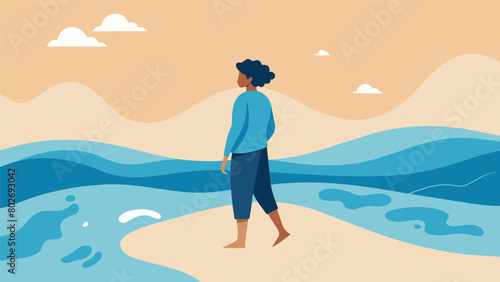 On a windy day at the beach the patient stands foot in the sand with their eyes closed feeling the power of the oceans waves. The tumultuous waves.