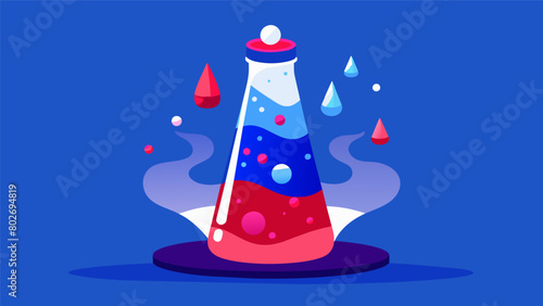 A homemade lava lamp experiment using red white and blue food coloring creates a mesmerizing display of colors.. Vector illustration
