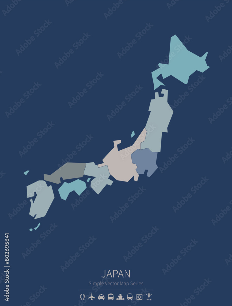 Japan map. a simple map of the country. Stock Vector | Adobe Stock