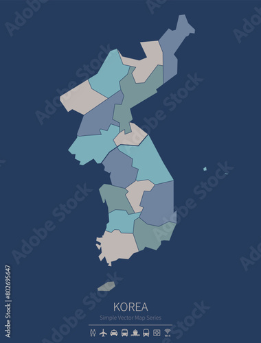 Korea map.
a simple map of the country.