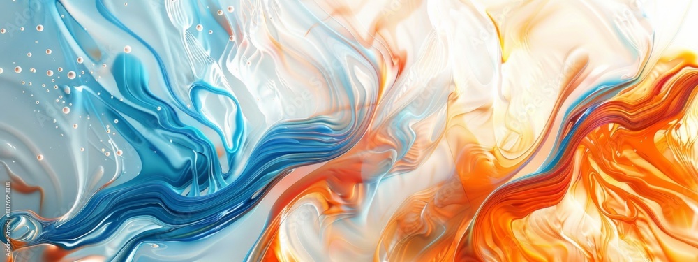 Abstract background with swirling lines in blue, orange and white colors