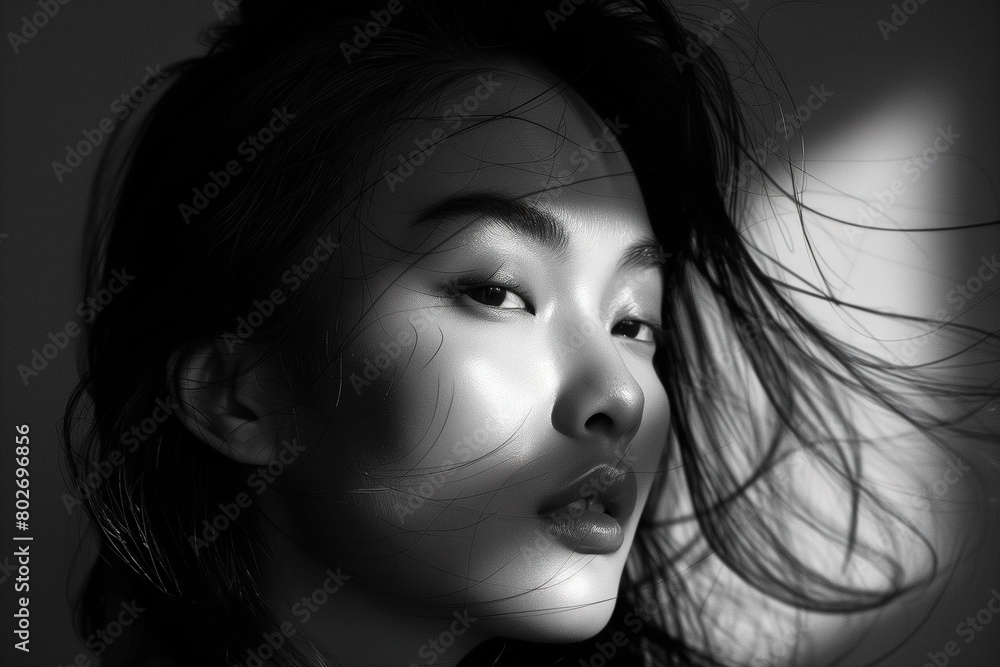 Beautiful asian woman portrait, natural colors, fashionable style