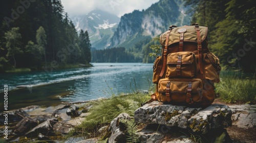 Outdoor Adventure, A backpack and camping gear, inspiring outdoor enthusiasts to embark on wilderness adventures photo