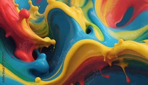 Color Liquid Ink Splash Abstract Background Rainbo