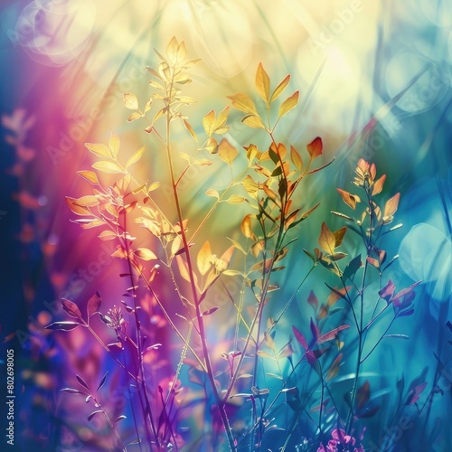 Abstract Nature Background Flora in Vibrant Sunlight Colorful Plant Life and Light Abstract Nature Background Flora in Vibrant Sunlight Colorful Plant Life and Light