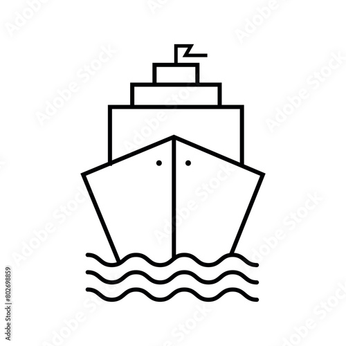 Ship line icon, outline style ship icon vector isolated on white background.