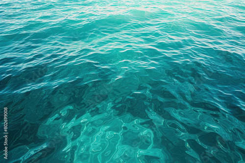 Crystal clear ocean water reflecting the sunlight, showcasing various shades of turquoise and blue in a tranquil setting. © KirKam