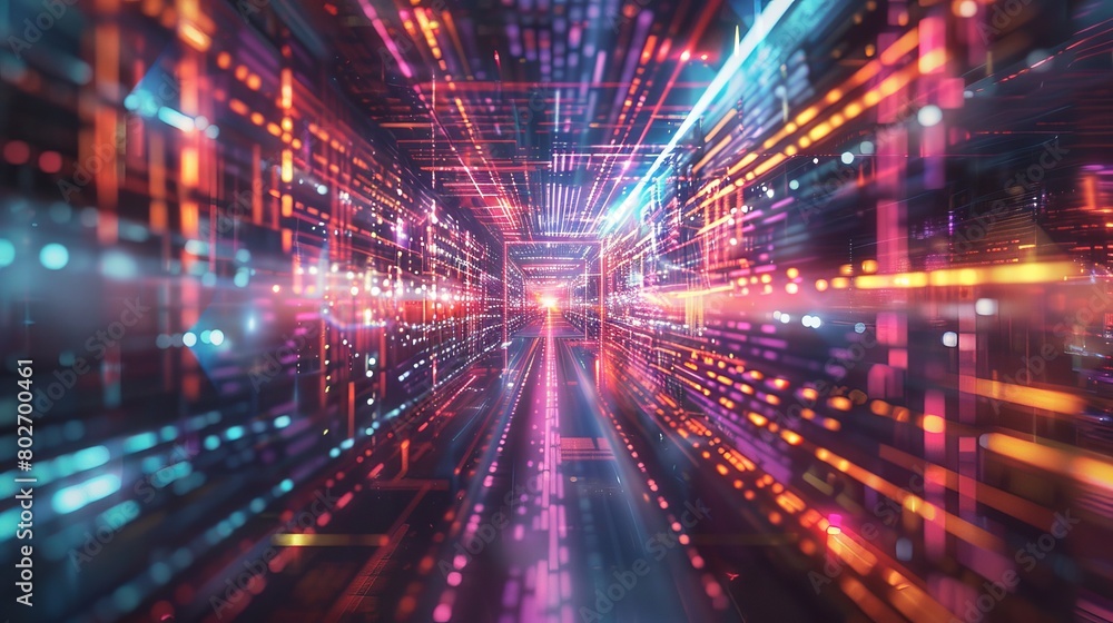 A generative AI illustration depicting a journey through the door of the future at the speed of light. The scene is set against a backdrop of sci-fi, cyberpunk elements A generative AI illustration depicting a journey through the door of the future at the speed of light. The scene is set against a backdrop of sci-fi, cyberpunk elements