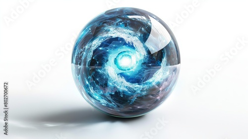 Wallpaper Mural Dynamic 3D digital artwork featuring a transparent glass sphere against a white background. Inside the sphere, a portal reveals a mesmerizing blue universe Torontodigital.ca