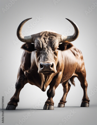 body of muscled bull, isolated white background. 