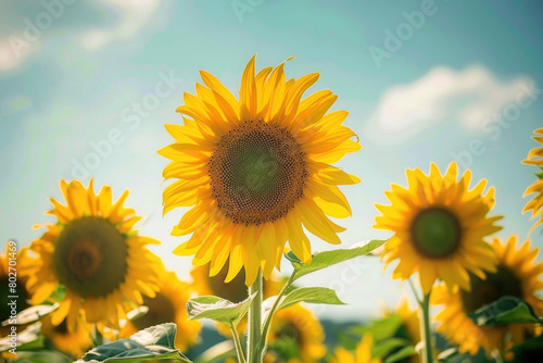 Bright yellow sunflowers radiating joy