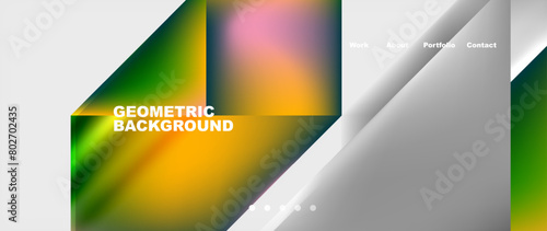 A vibrant geometric background featuring triangles and rectangles in a rainbow of colors, including electric blue. The pattern is eyecatching and perfect for branding or graphic design projects