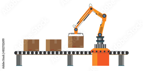 Conveyor line and Robotic arms.