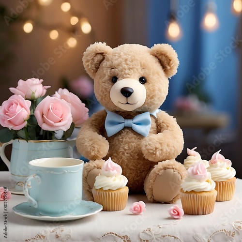 teddy bear and rose Whimsical Delights Teddy Bear Tea Party