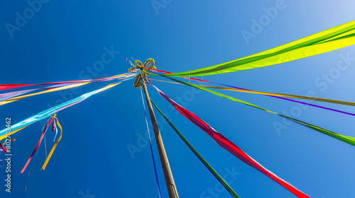 ribbon pole with blue sky on a sunny day © woret