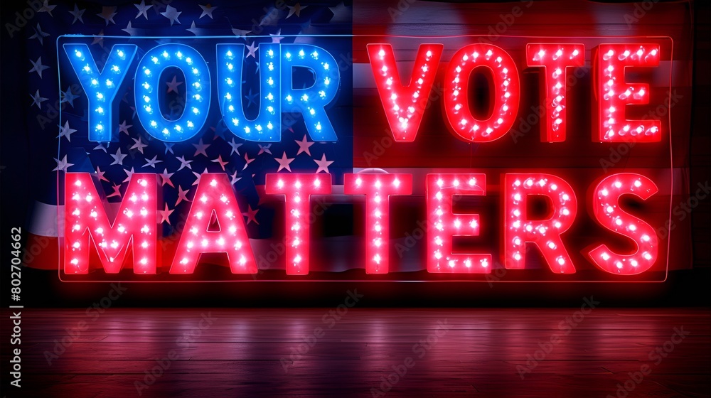 Election - neon sign that reads “YOUR VOTE Matters” - politics - parties - get out the vote -mobilize base voters - motivate voters 