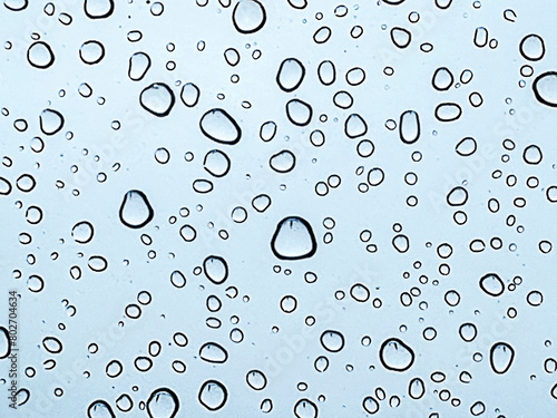 Drops of water on the glass surface. Abstract texture.