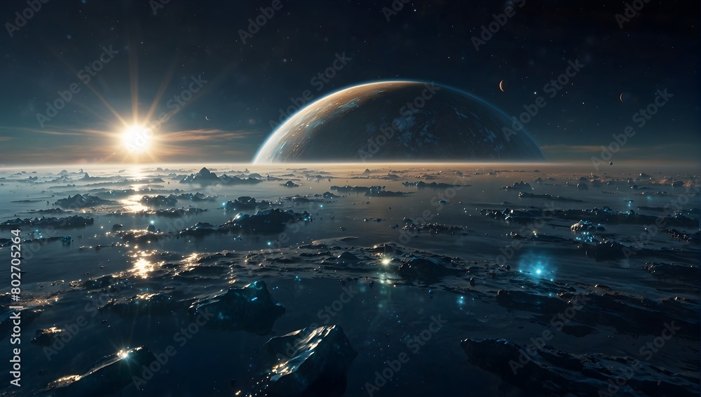 A planet where the oceans are filled with liquid diamonds that sparkle in the sunlight ai_generated A planet where the oceans are filled with liquid diamonds that sparkle in the sunlight ai_generated