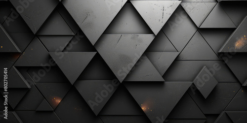 Dark grey background with triangular shapes, creating an abstract and modern wallpaper. Created with Ai