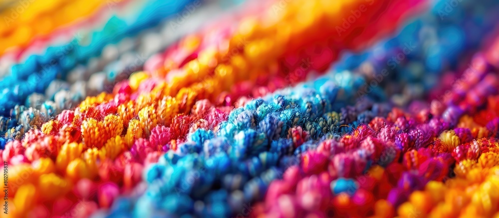 Detailed view of vibrant carpet material Detailed view of vibrant carpet material
