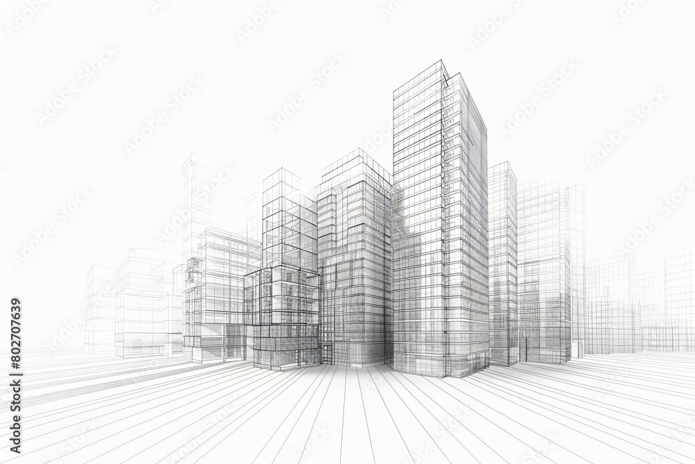 Architectural blueprint of urban skyscrapers Architectural blueprint of urban skyscrapers
