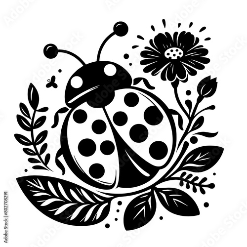 Ladybug svg, Lady bug with flower, Ladybug cut file, Floral Ladybug svg, Ladybug wall decor, Ladybug clip art
