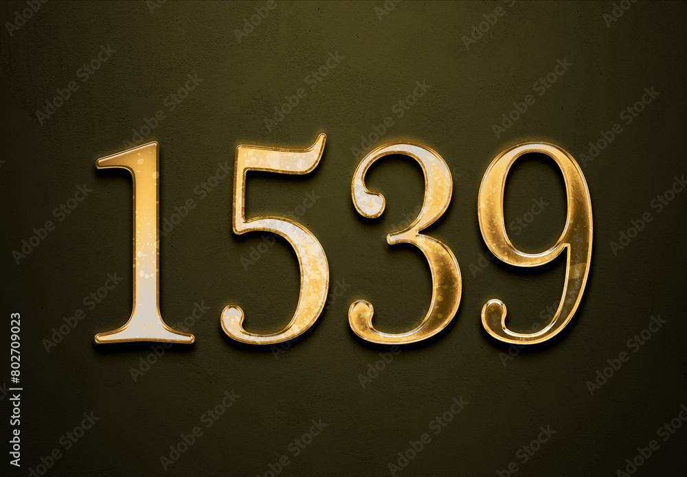Old gold effect of 1539 number with 3D glossy style Mockup. Old gold effect of 1539 number with 3D glossy style Mockup.