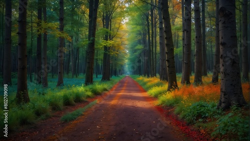 The feeling of walking through a forest where the trees bear fruit in every color of the rainbow ai_generated