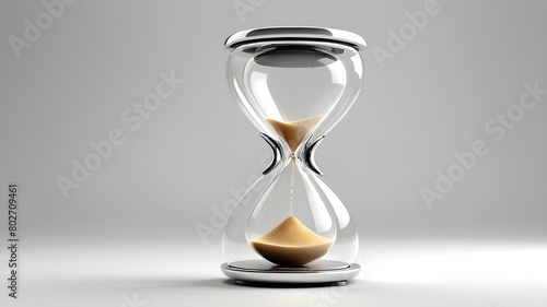 Isolated futuristic hourglass on white background with copyspace