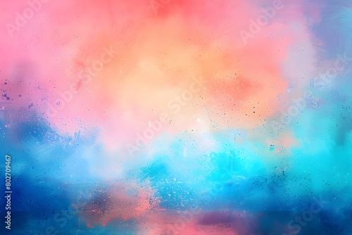 soft pastel watercolor background with gradient of blue, pink and orange colors.