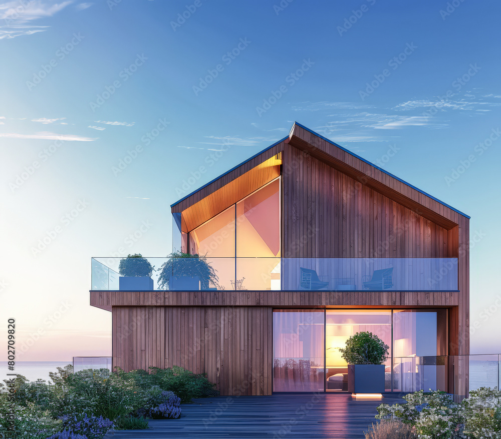 Modern home facade with stylish exteriors. Real Estate concept image. Modern home facade with stylish exteriors. Real Estate concept image.
