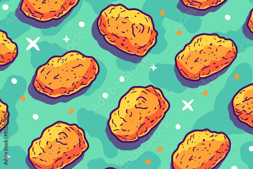 A digital illustration of retro chicken nugget pattern