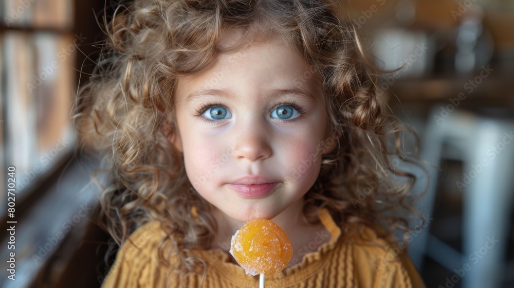 Naklejka premium Happy Child Enjoying Lollipop on Children's Day Celebration