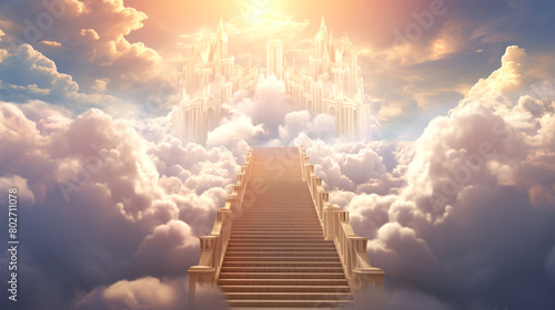 stairway with cloud on background