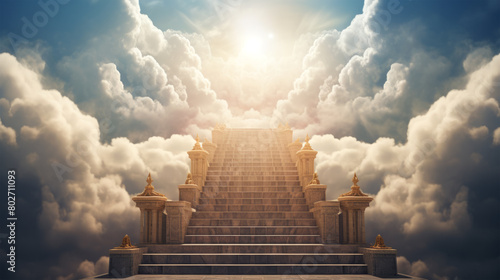 stairway with cloud on background