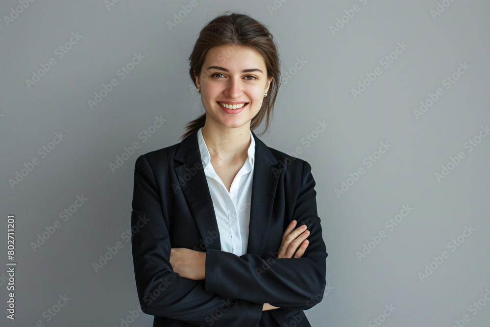 Beautiful smiling business woman with arms crossed isolated on white background Beautiful smiling business woman with arms crossed isolated on white background