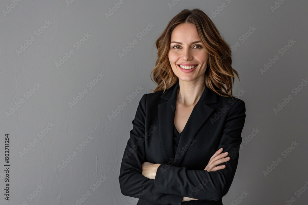 Beautiful smiling business woman with arms crossed isolated on white background Beautiful smiling business woman with arms crossed isolated on white background